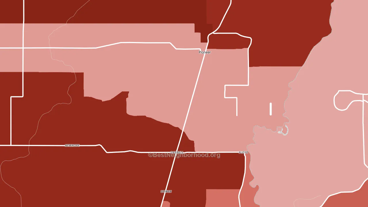 Pioneer, LA block-group political-lean map