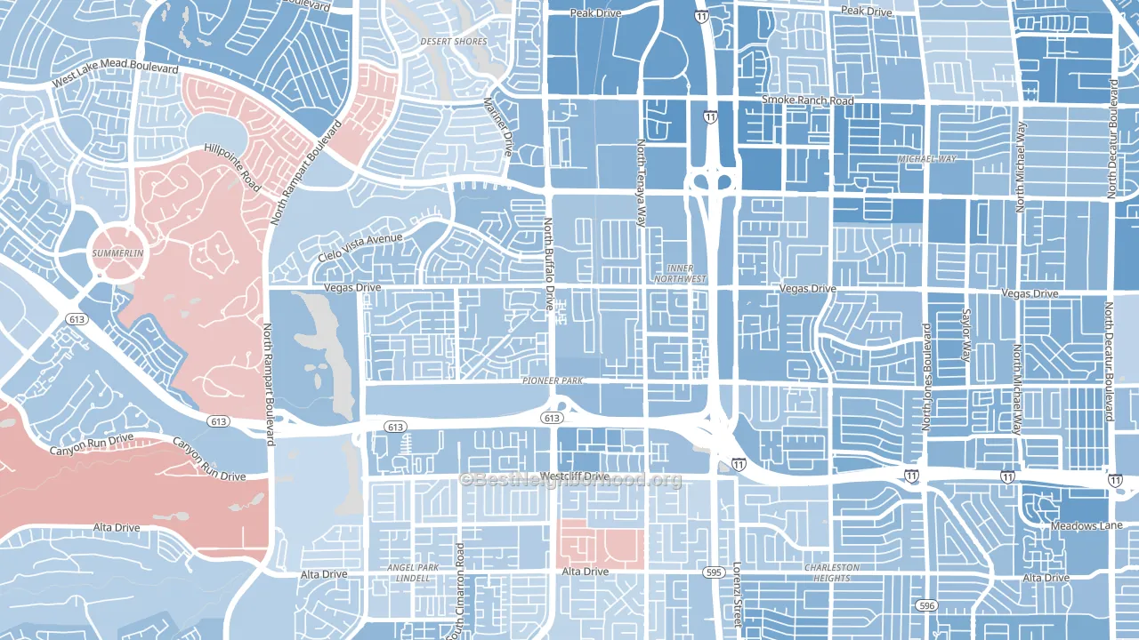 Pioneer Park, Las Vegas, NV block-group political-lean map