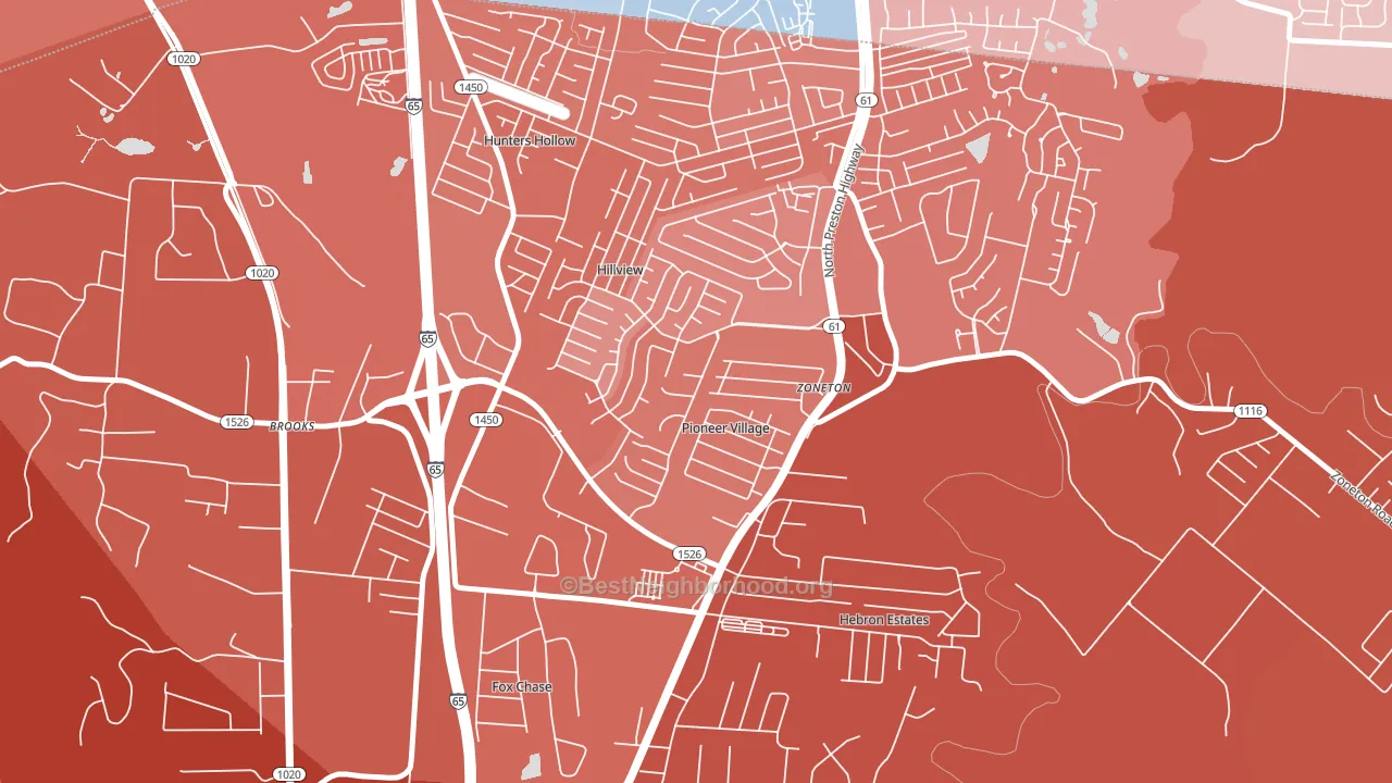 Pioneer Village, KY block-group political-lean map