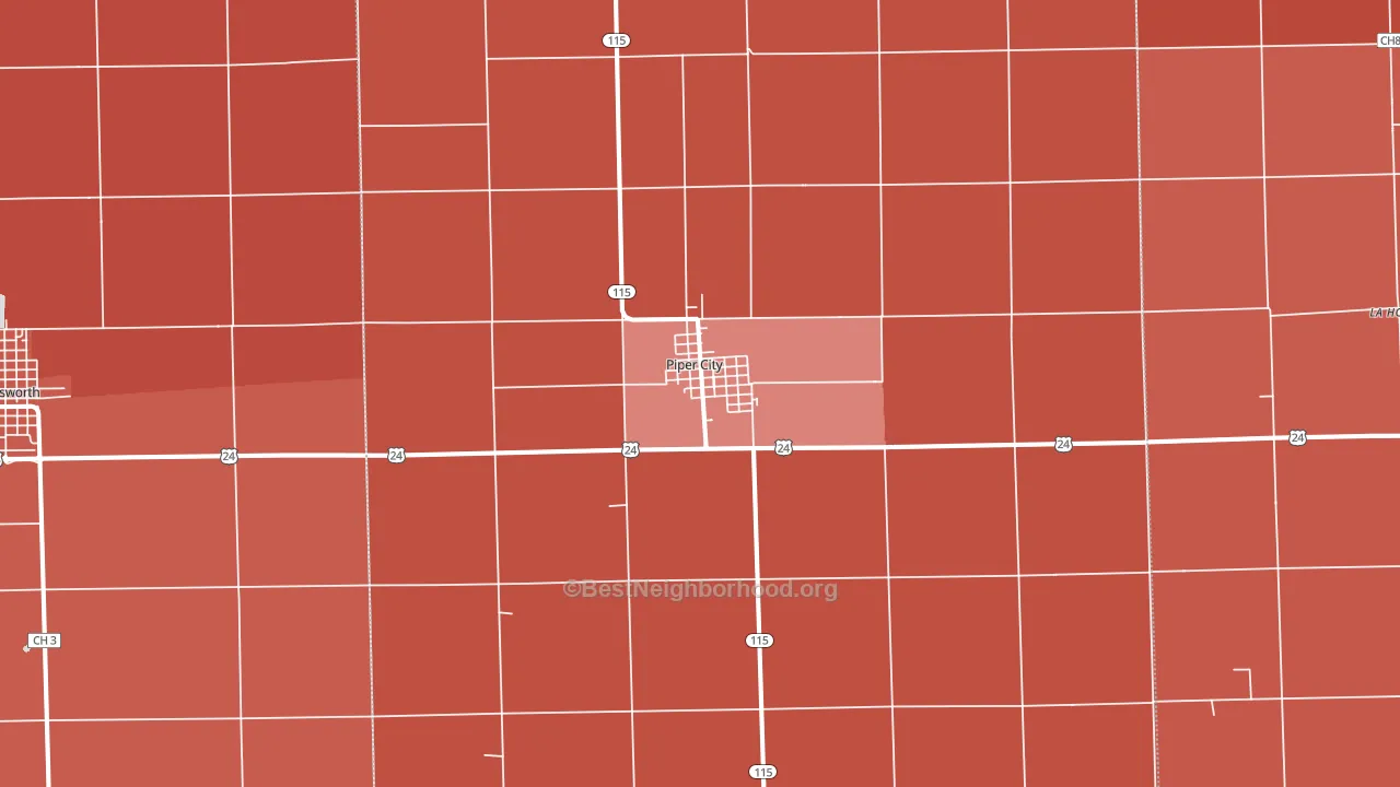 Piper City, IL block-group political-lean map