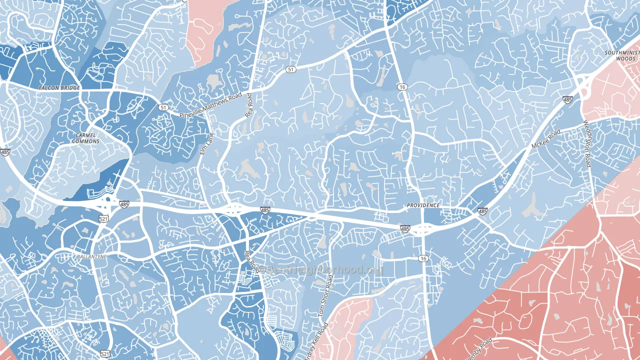 Piper Glen Estates, Charlotte, NC block-group political-lean map