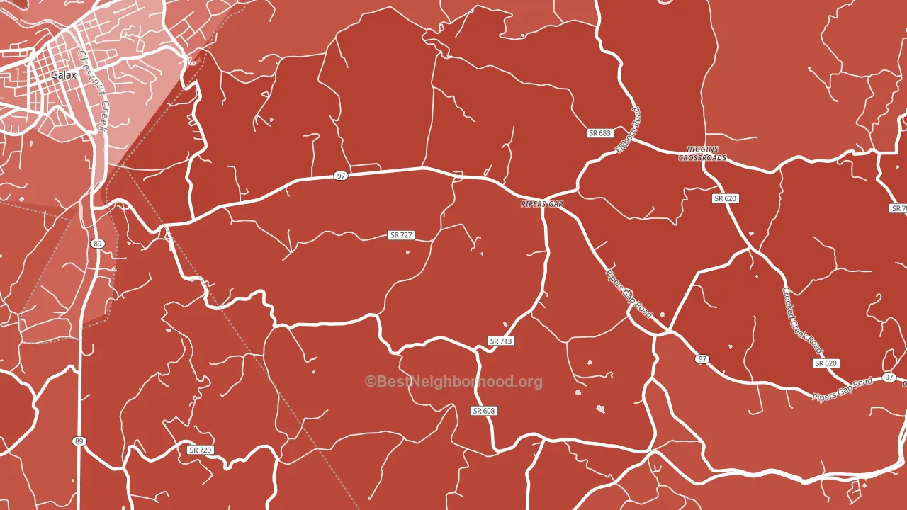 Pipers Gap, VA block-group political-lean map