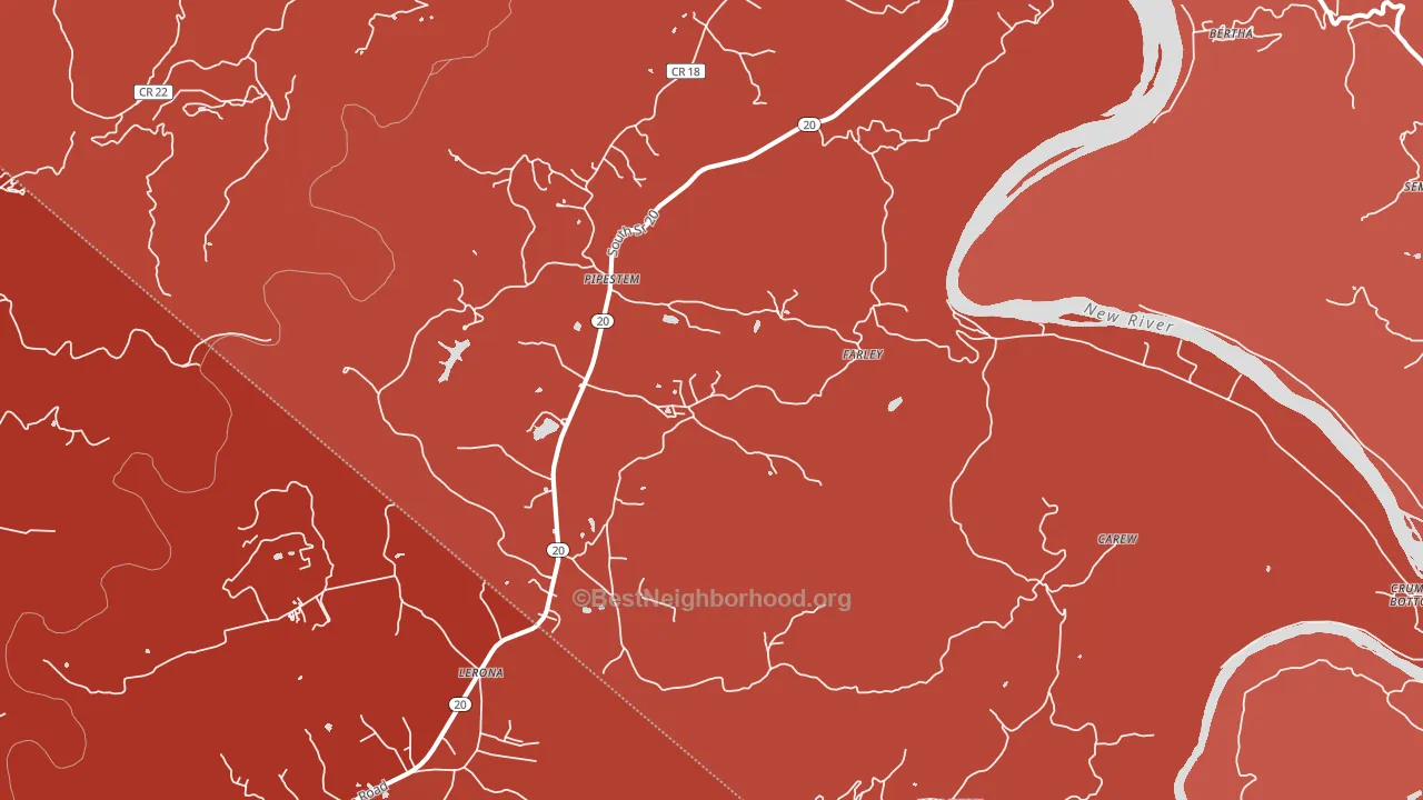 Pipestem, WV block-group political-lean map