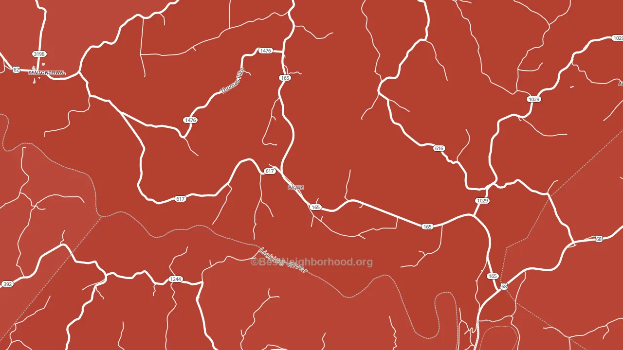 Piqua, KY block-group political-lean map