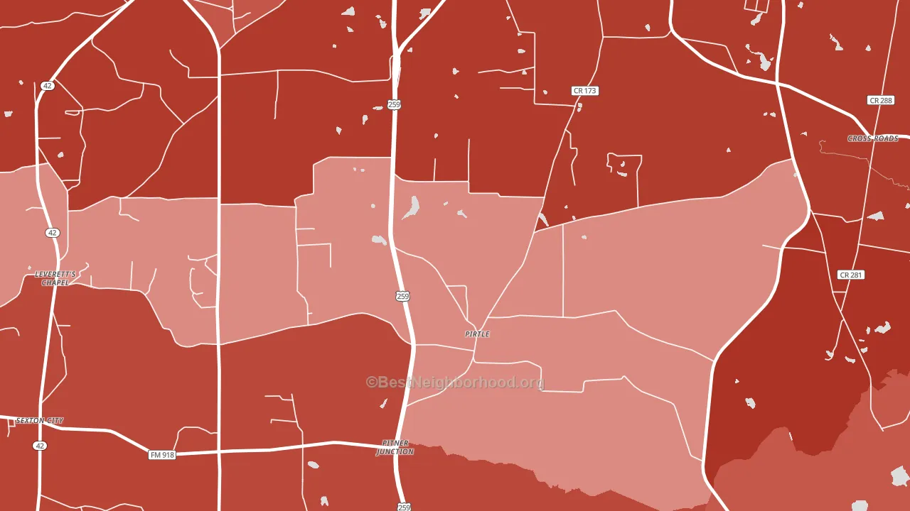 Pirtle, TX block-group political-lean map