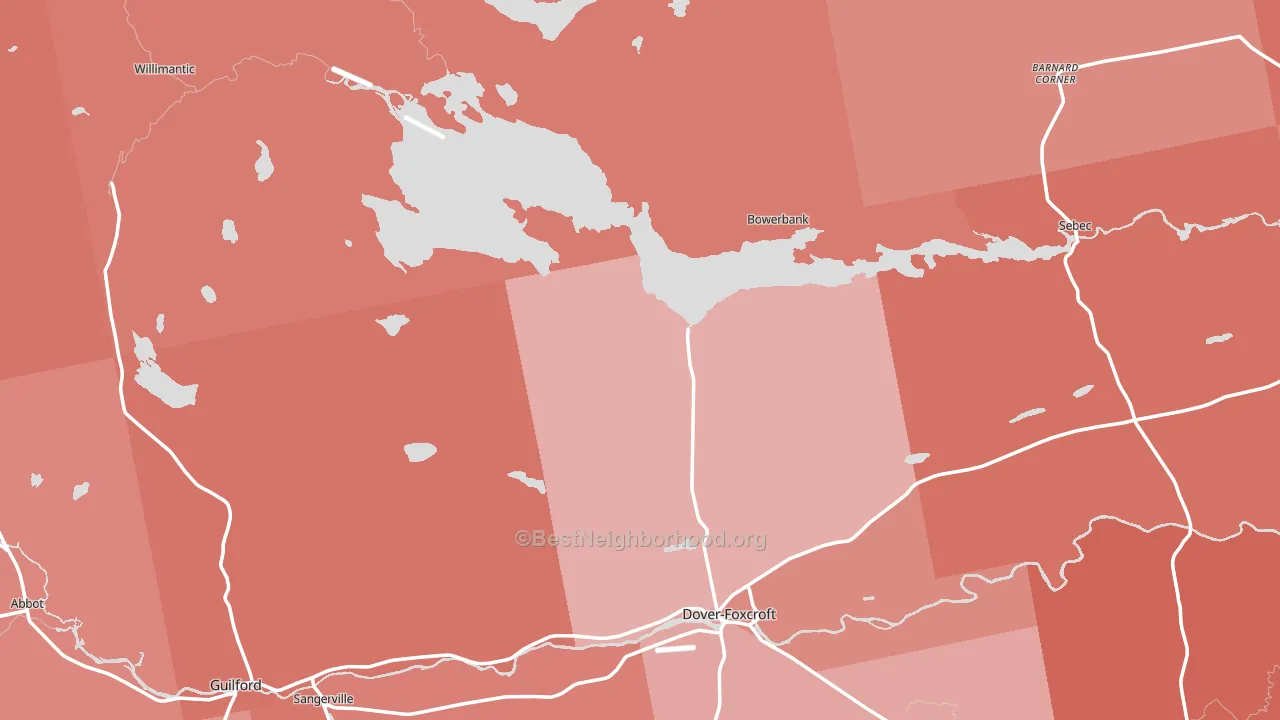 Piscataquis County, ME block-group political-lean map