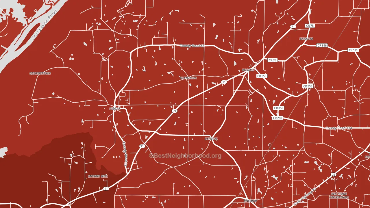 Pisgah, AL block-group political-lean map