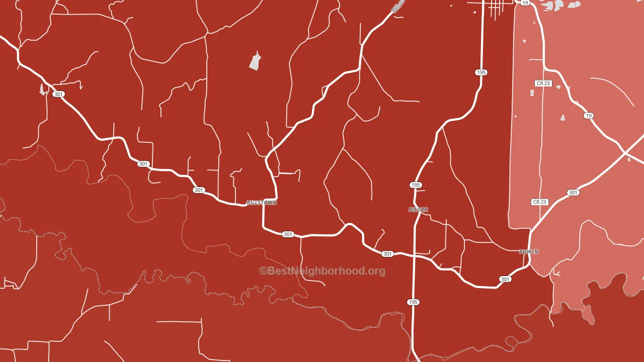 Pisgah, AR block-group political-lean map
