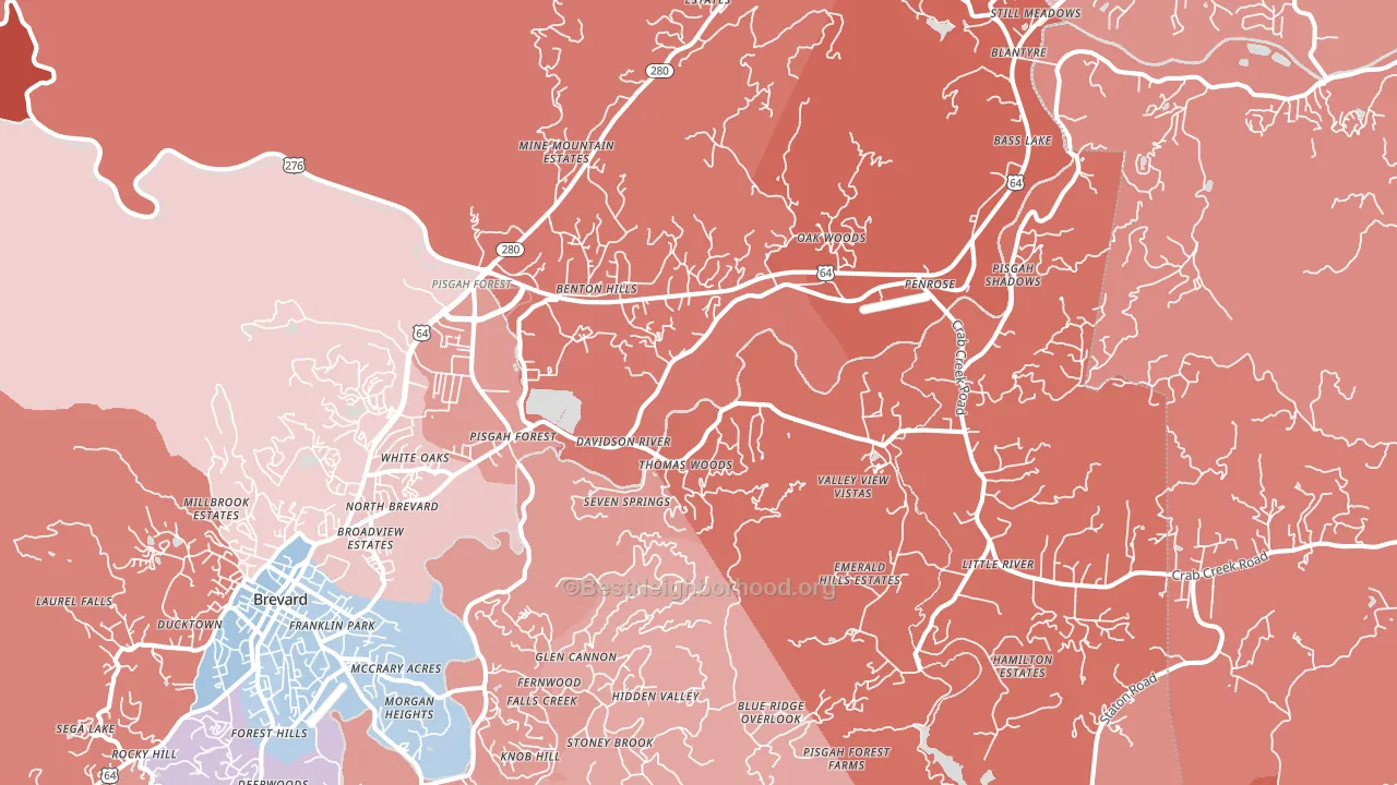 Pisgah Forest, NC block-group political-lean map