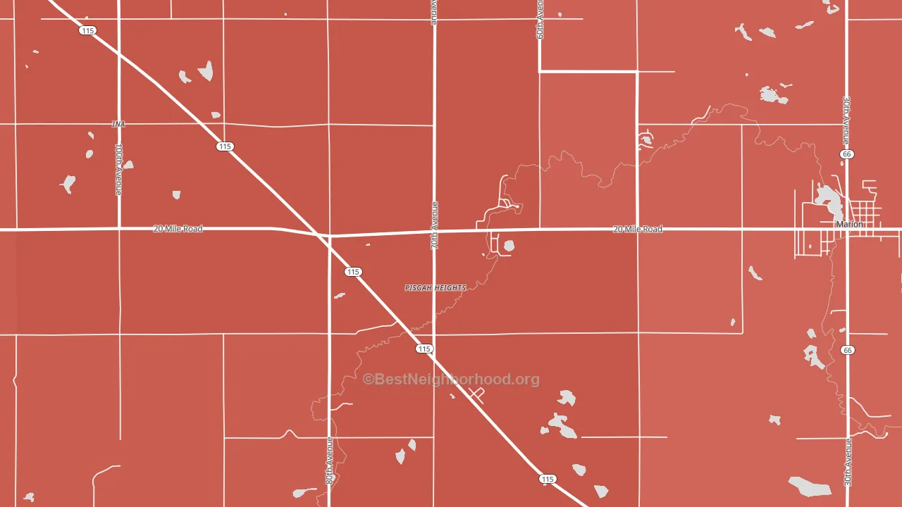 Pisgah Heights, MI block-group political-lean map
