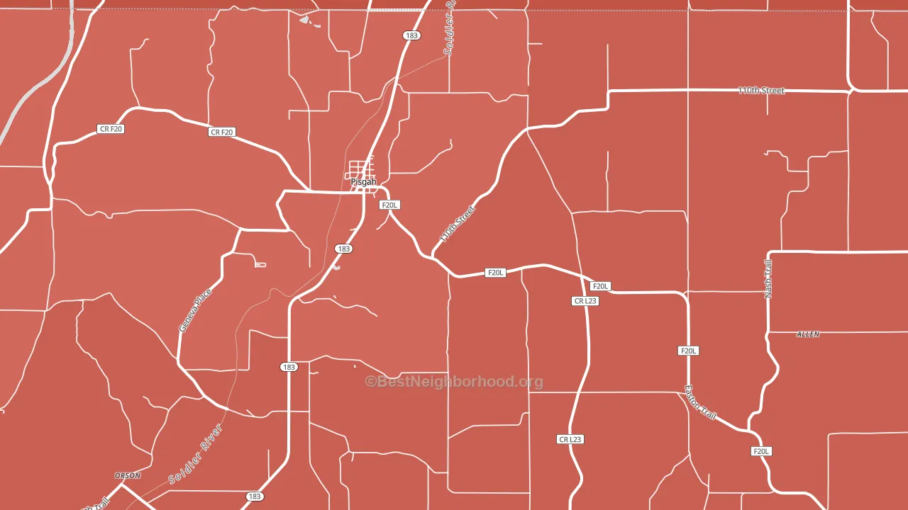 Pisgah, IA block-group political-lean map