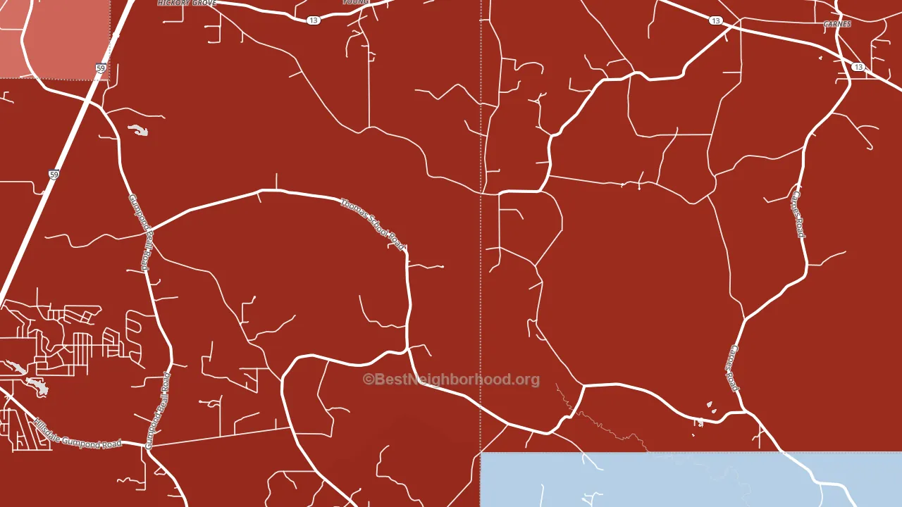 Pistol Ridge, MS block-group political-lean map