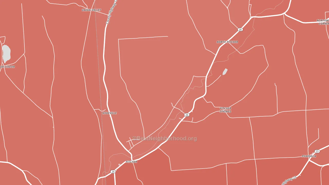 Pitcher, NY block-group political-lean map
