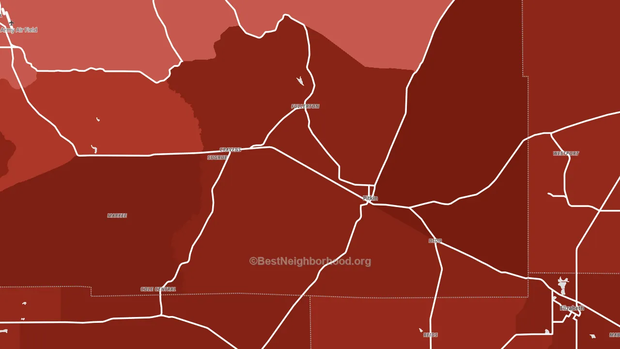 Pitkin, LA block-group political-lean map