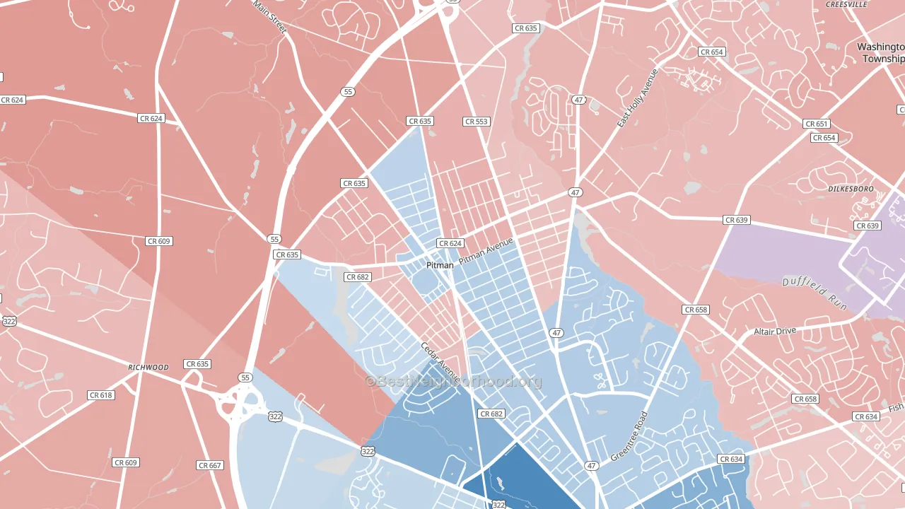 Pitman, NJ block-group political-lean map