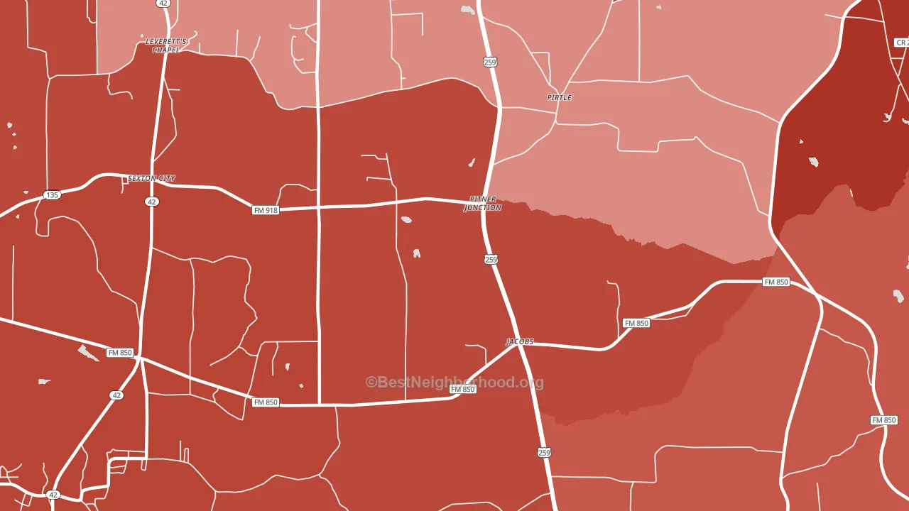 Pitner Junction, TX block-group political-lean map