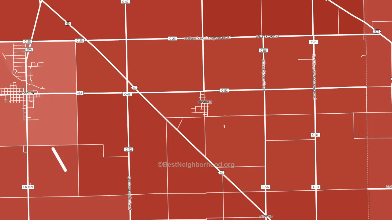 Pitsburg, OH block-group political-lean map