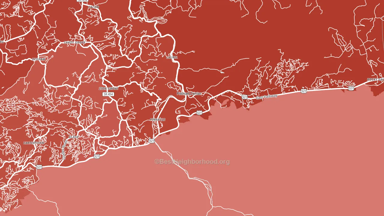 Pittman Center, TN block-group political-lean map