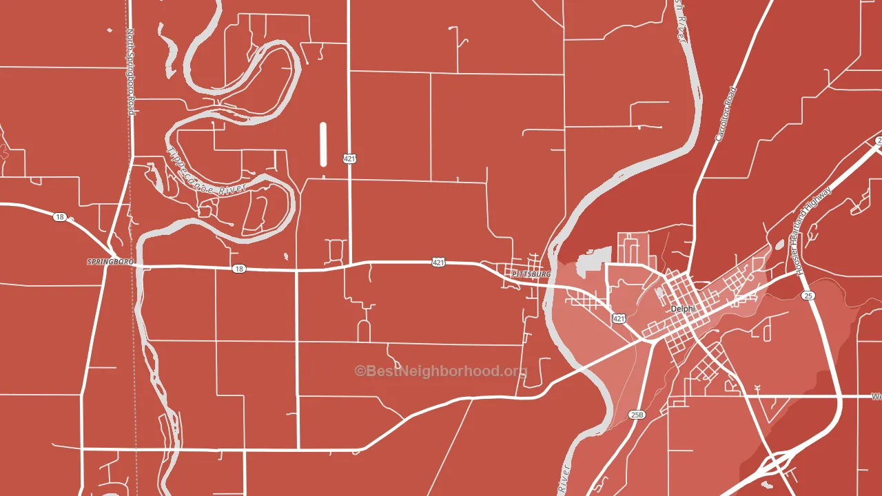 Pittsburg, IN block-group political-lean map
