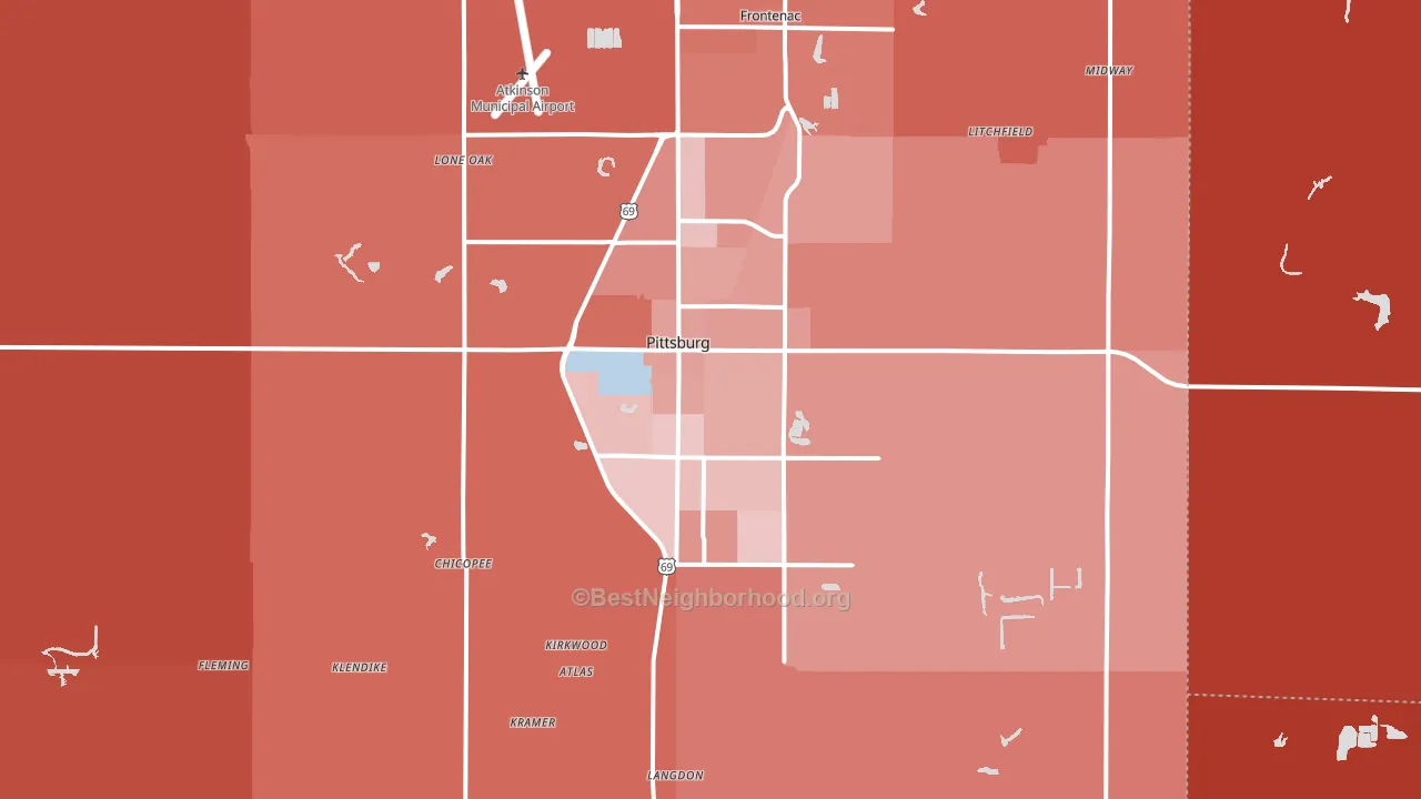 Pittsburg, KS block-group political-lean map