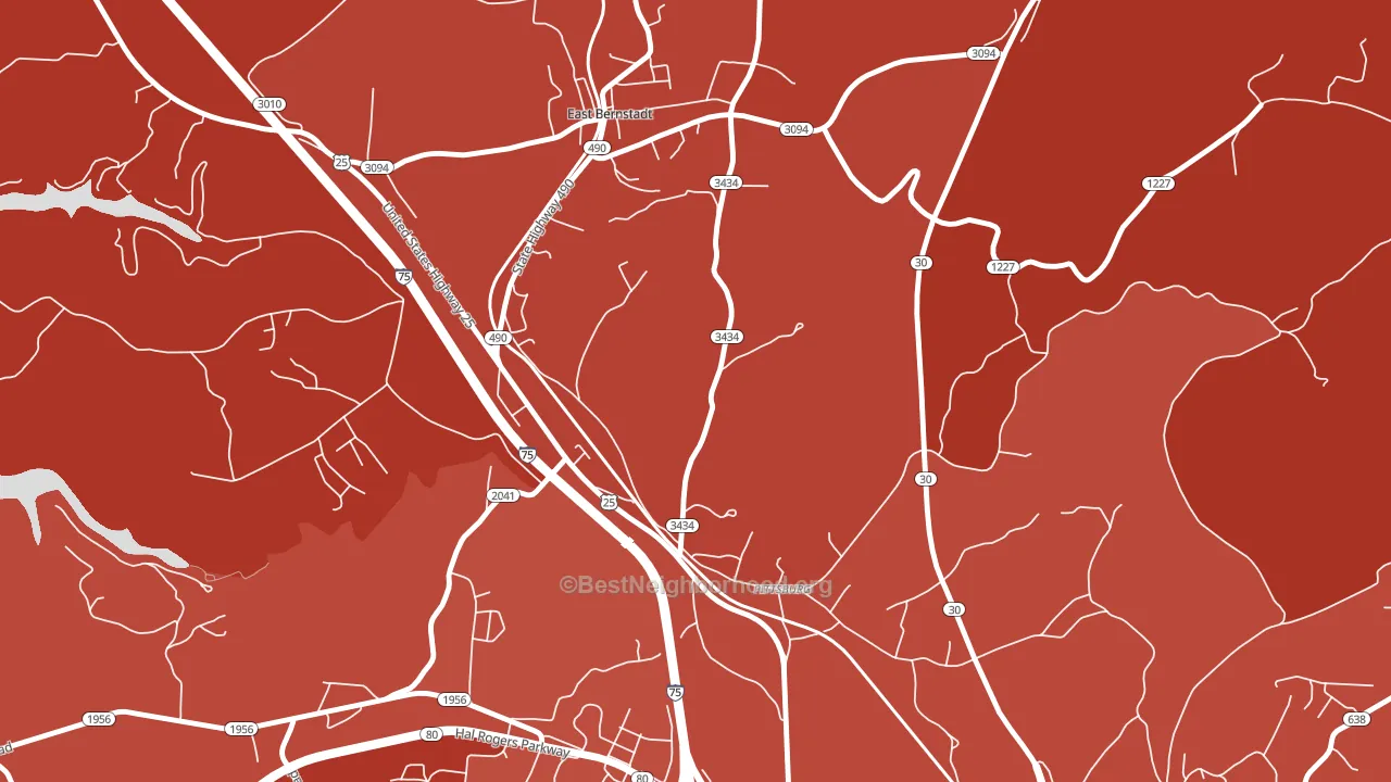 Pittsburg, KY block-group political-lean map
