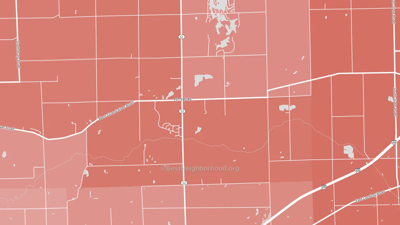 Pittsburg, MI block-group political-lean map
