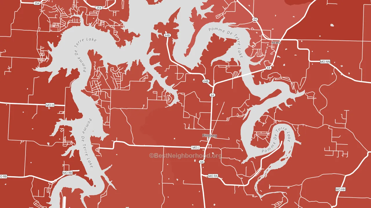 Pittsburg, MO block-group political-lean map