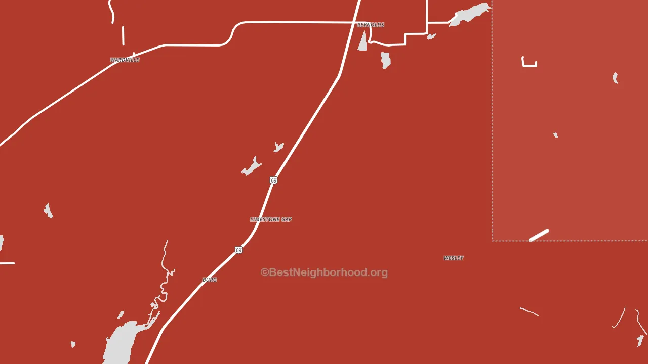 Pittsburg, OK block-group political-lean map