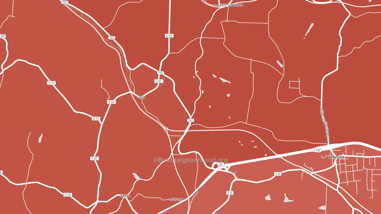 Pittsburgh Junction, OH block-group political-lean map