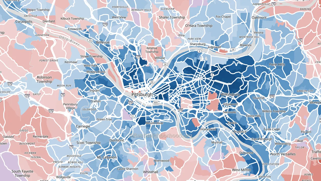 Pittsburgh, PA block-group political-lean map