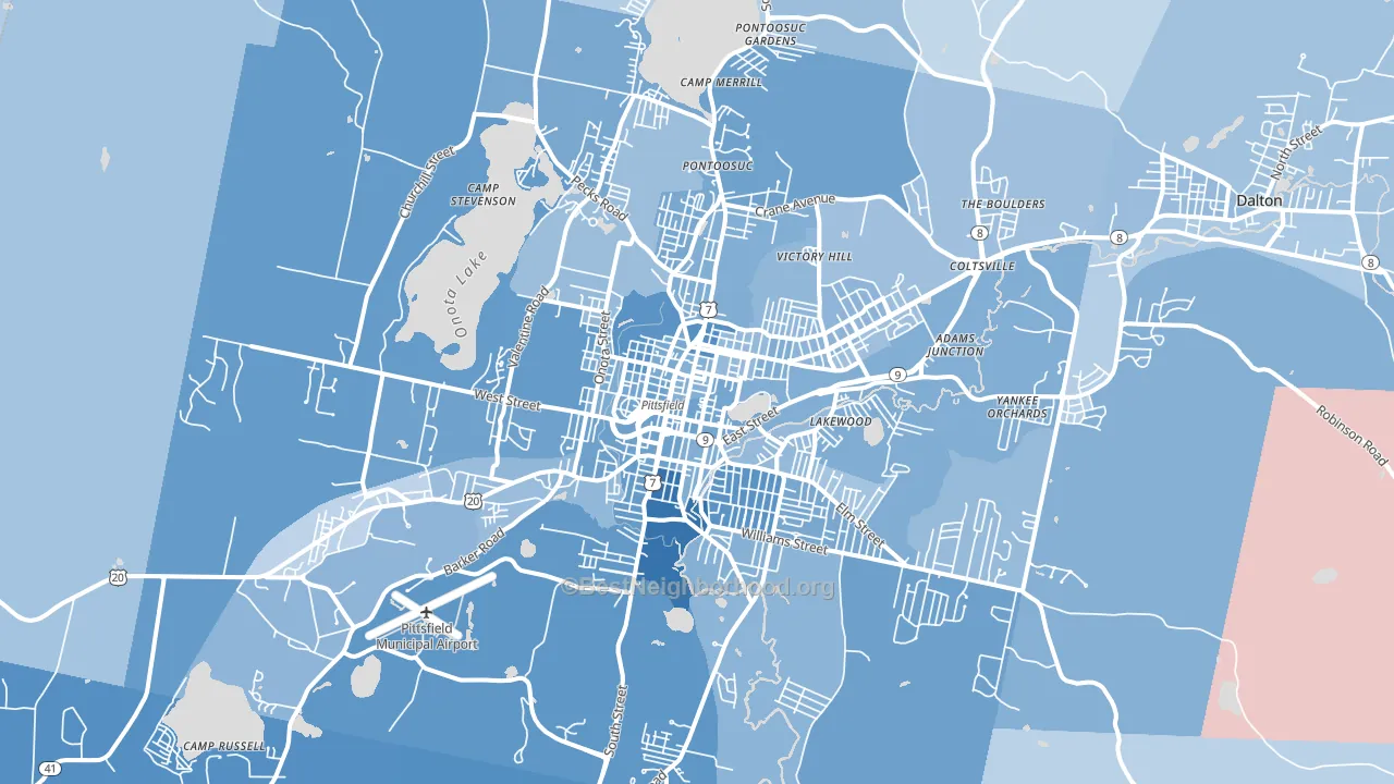 Pittsfield, MA block-group political-lean map