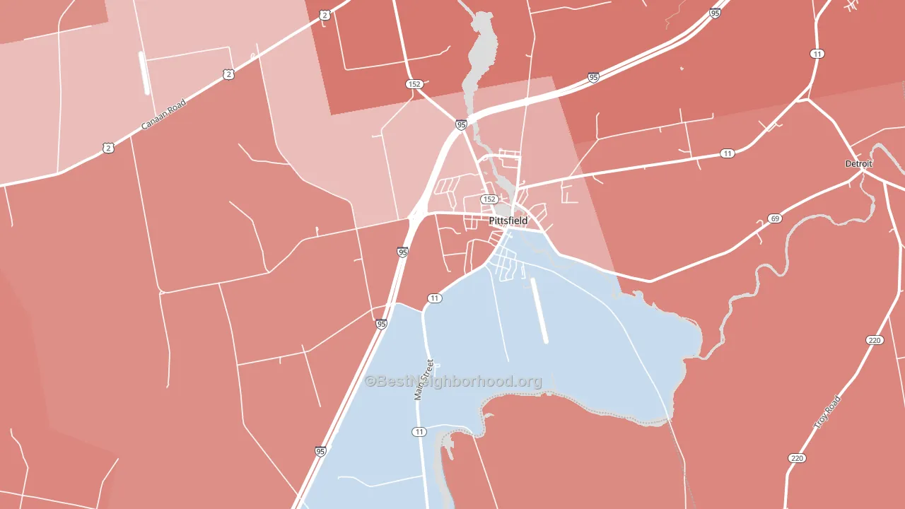 Pittsfield, ME block-group political-lean map