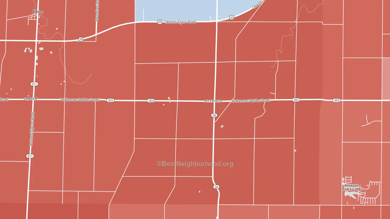 Pittsfield, OH block-group political-lean map