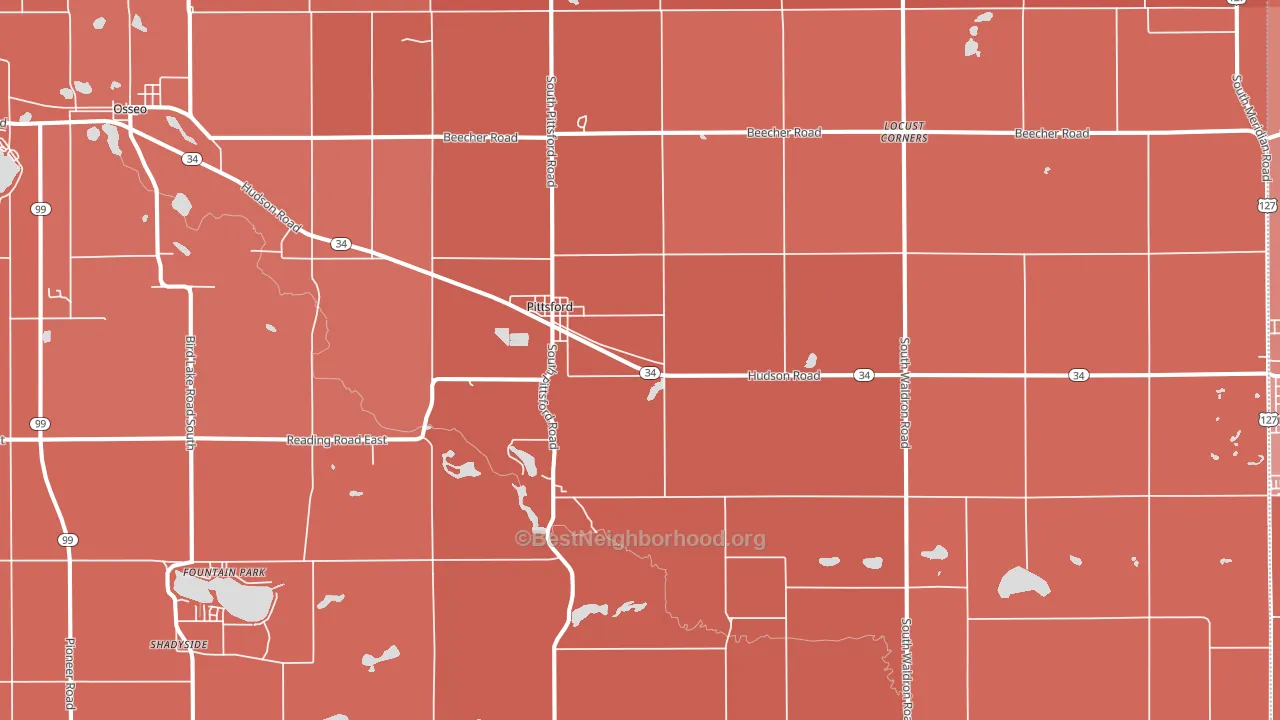 Pittsford, MI block-group political-lean map