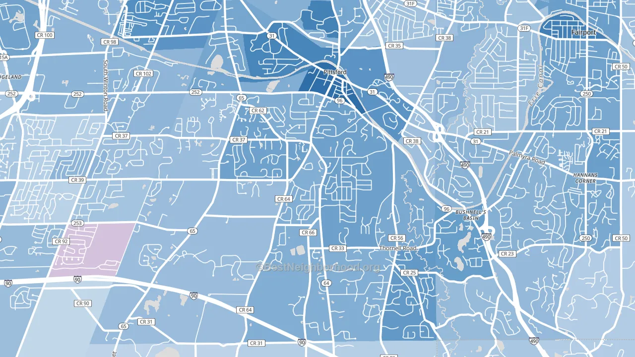 Pittsford, NY block-group political-lean map