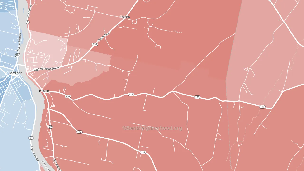 Pittston, ME block-group political-lean map