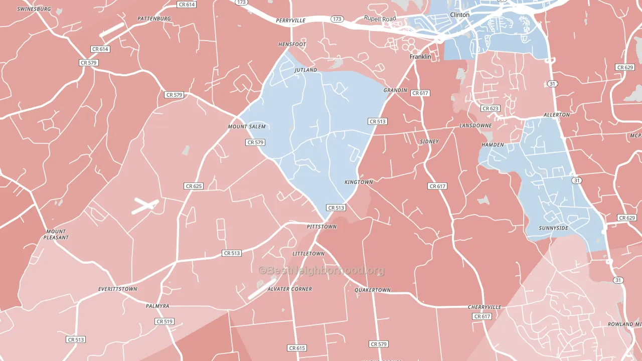 Pittstown, NJ block-group political-lean map