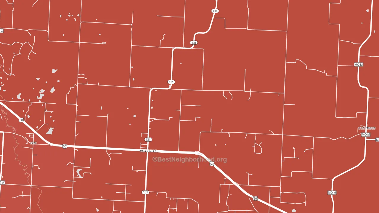 Pittsville, MO block-group political-lean map