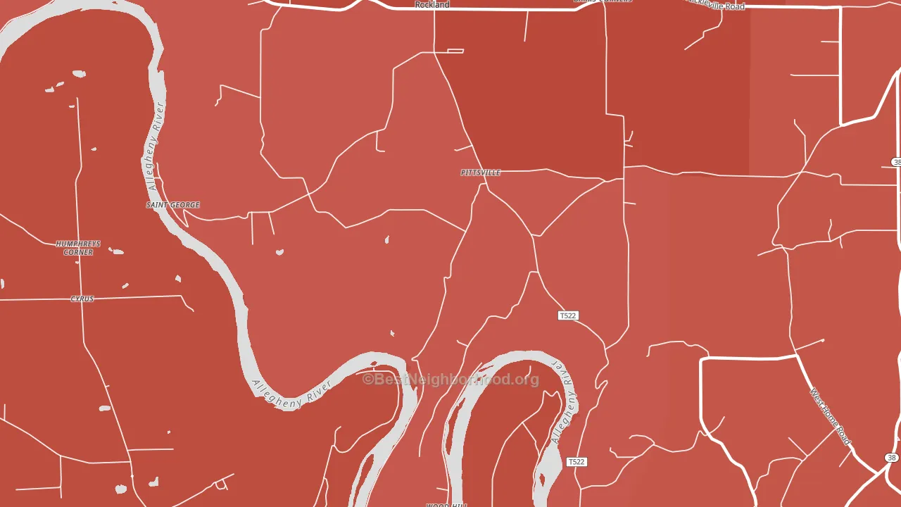 Pittsville, PA block-group political-lean map