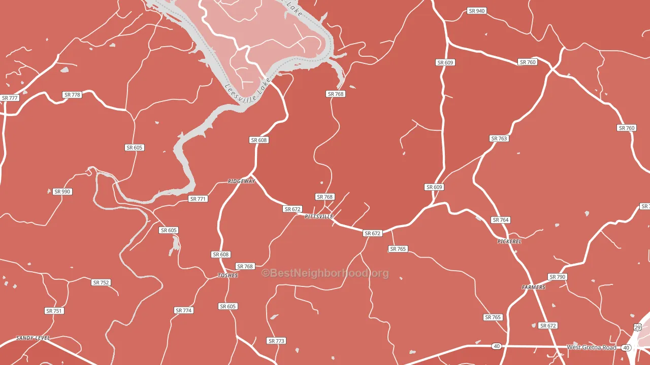 Pittsville, VA block-group political-lean map