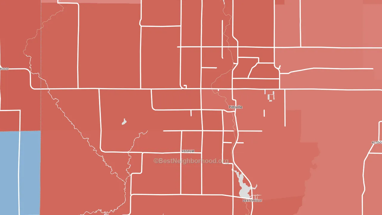 Pittsville, WI block-group political-lean map