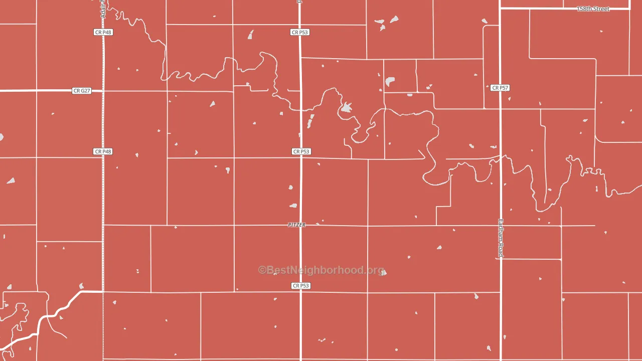 Pitzer, IA block-group political-lean map