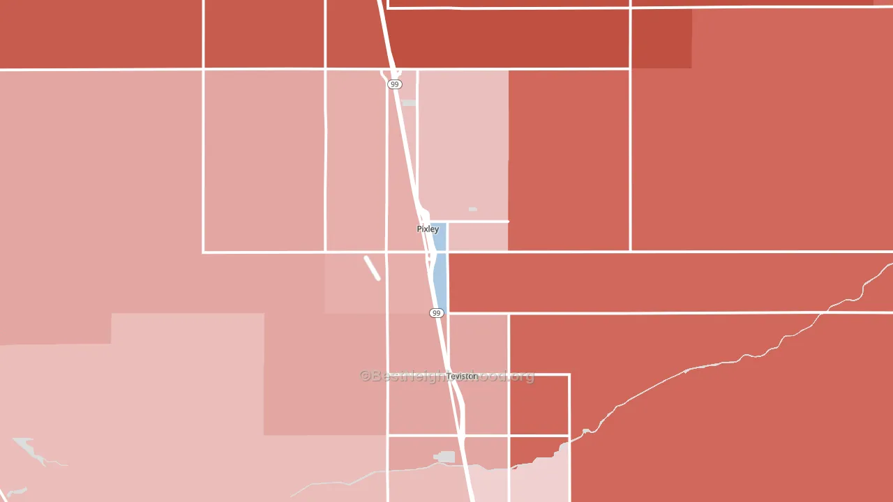 Pixley, CA block-group political-lean map