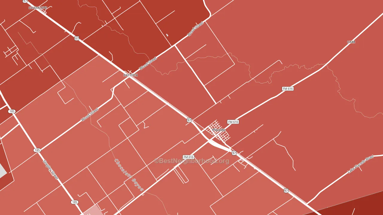 Placedo, TX block-group political-lean map
