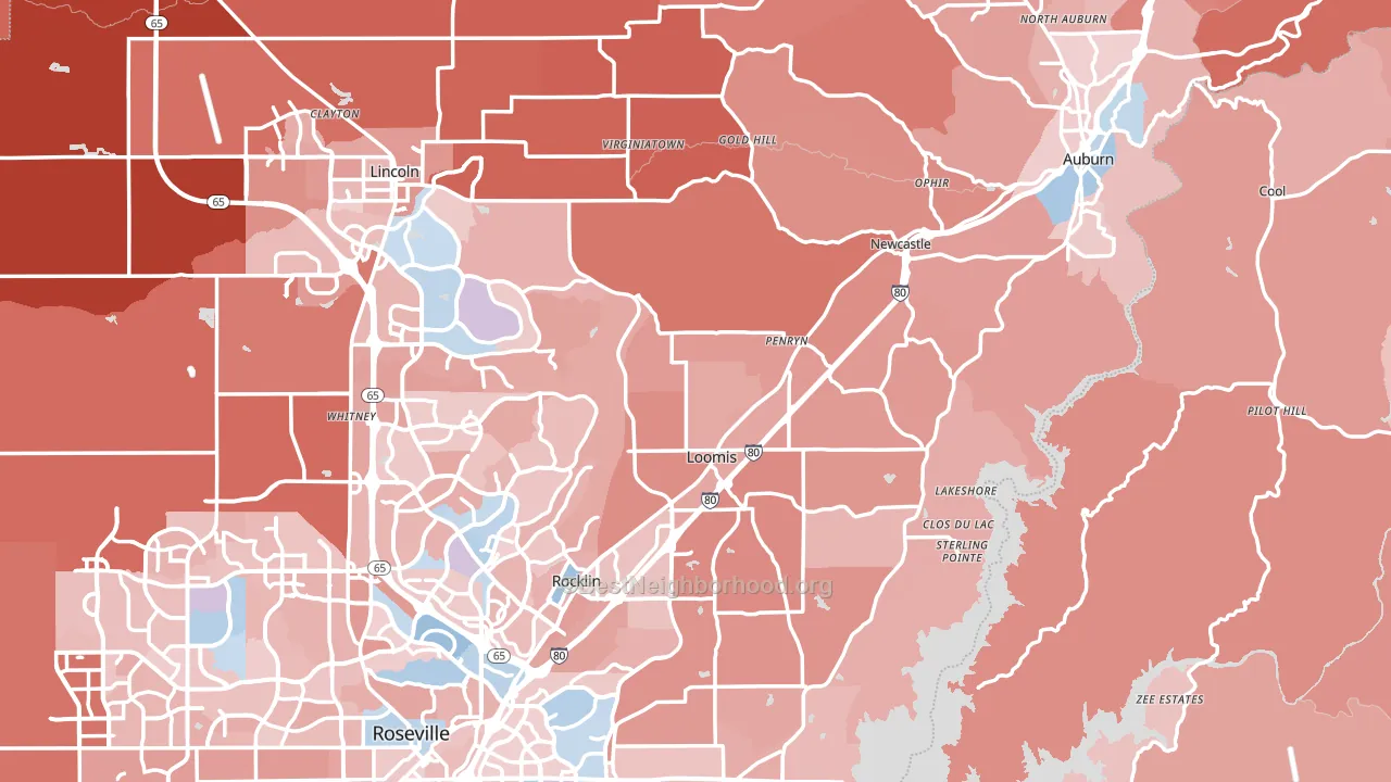 Placer County, CA block-group political-lean map