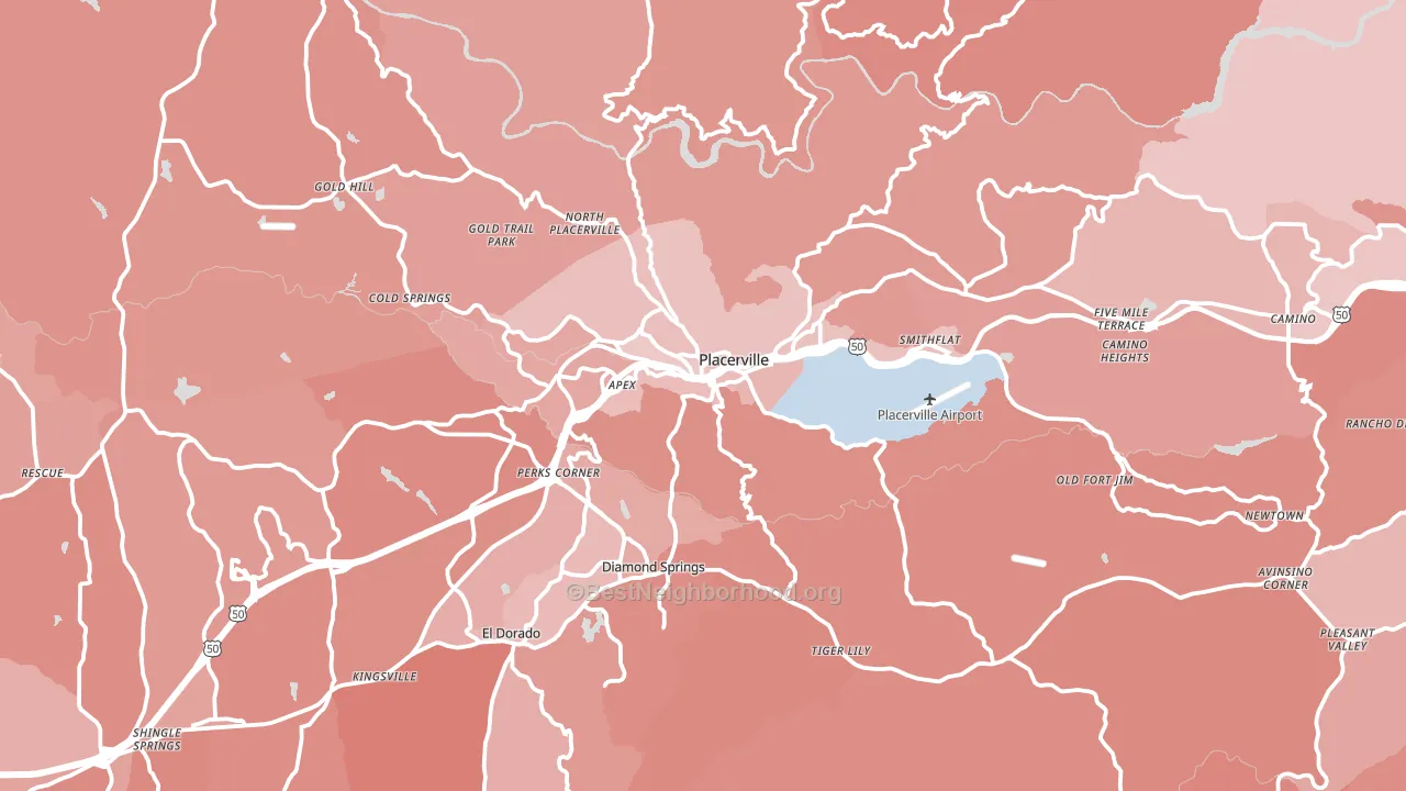 Placerville, CA block-group political-lean map