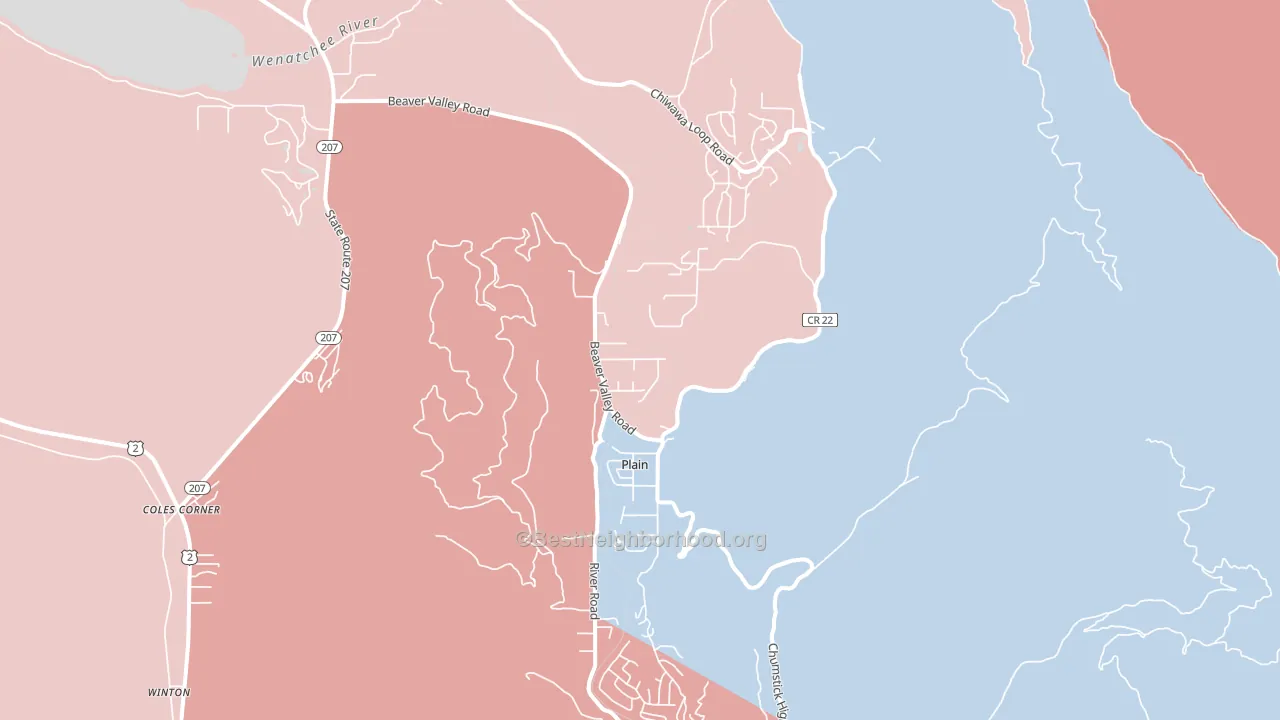 Plain, WA block-group political-lean map