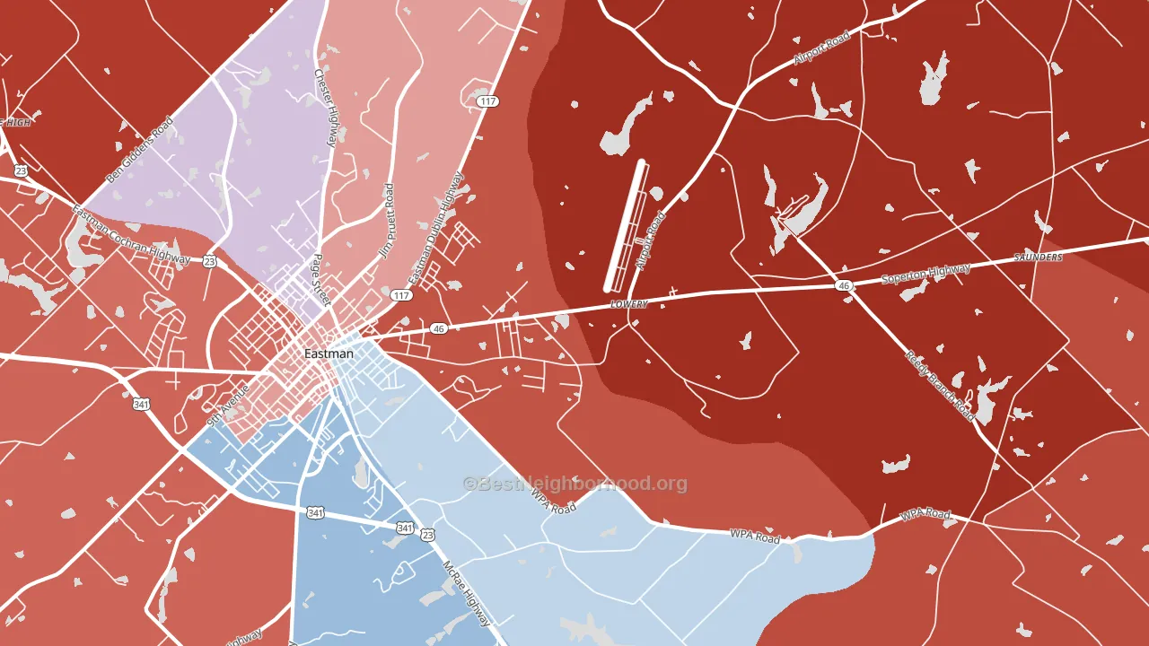 Plainfield, GA block-group political-lean map