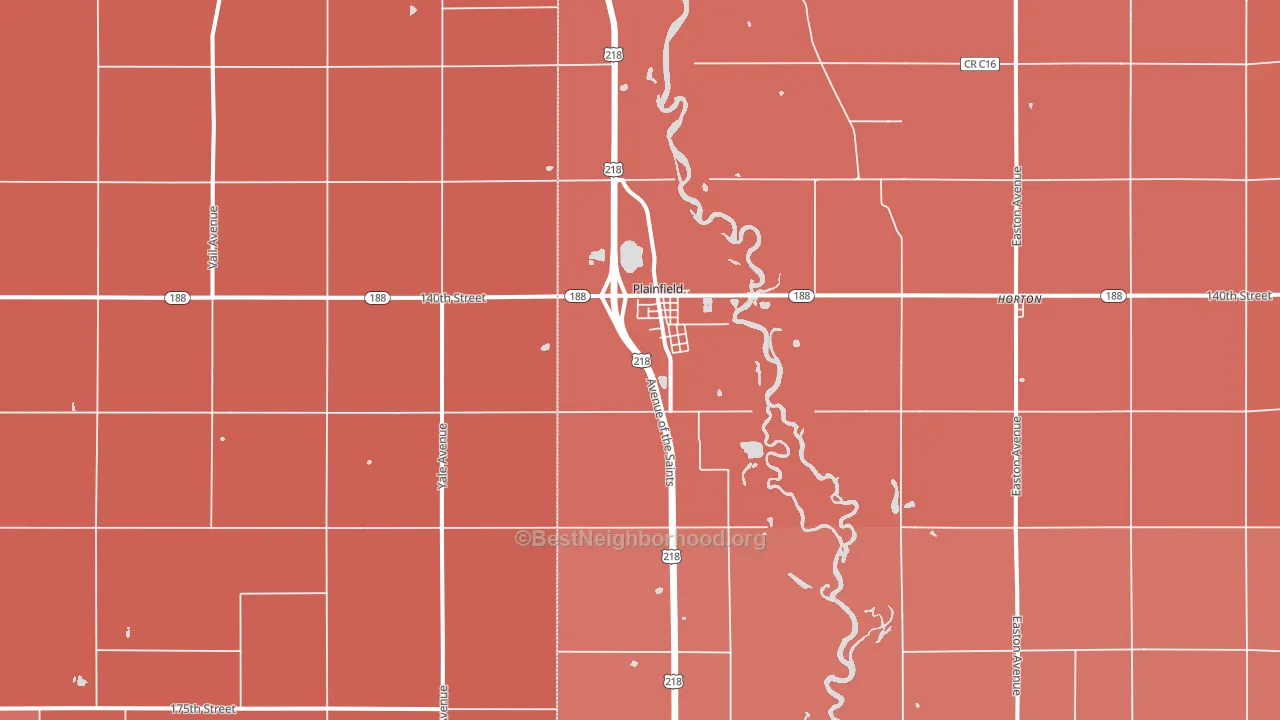 Plainfield, IA block-group political-lean map