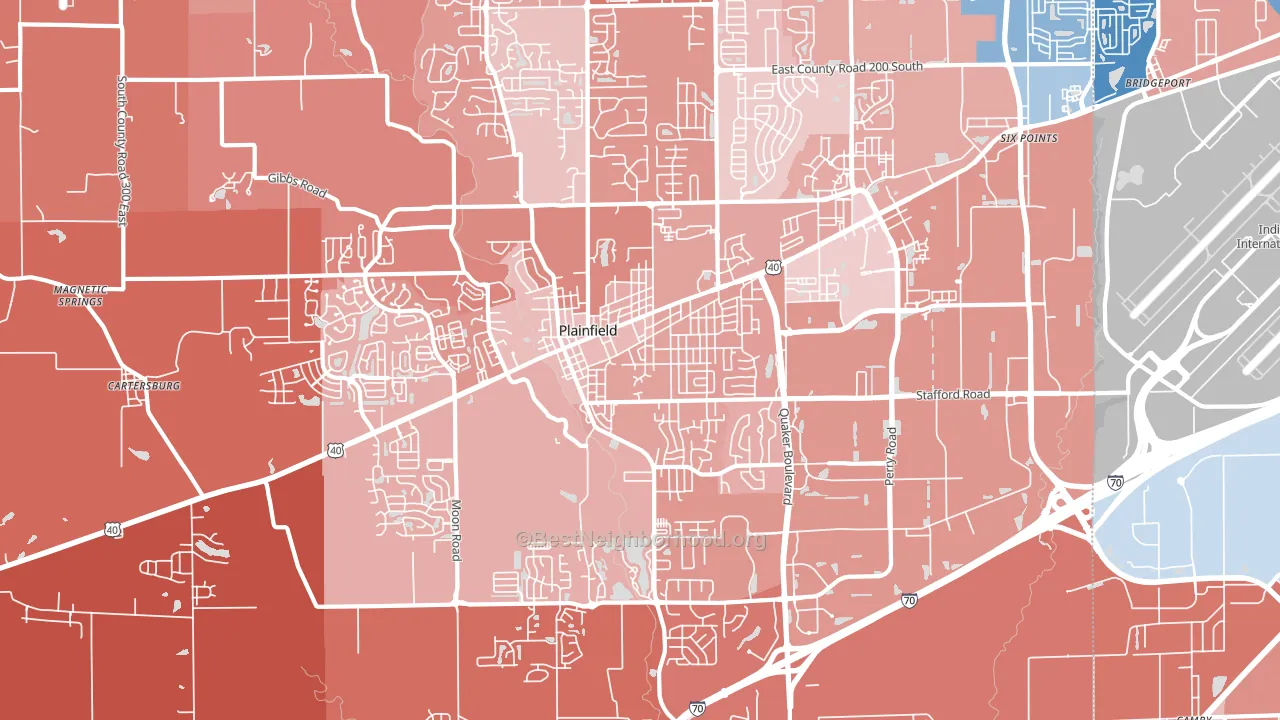Plainfield, IN block-group political-lean map